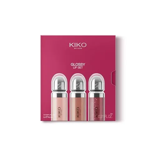 KIKO Milano Glossy Lip Set 03 - Lipglosse-Set mit 3 Feuchtigkeitsspendern für unwiderstehlichen Glanz und 3D-Volumeneffekt. Ideal für jeden Look und strahlende Lippen bis zu 8 Stunden!