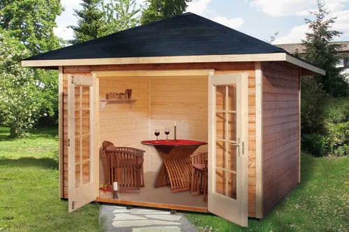 Weka Holz-Gartenhaus Natur Zeltdach Unbehandelt 318 cm