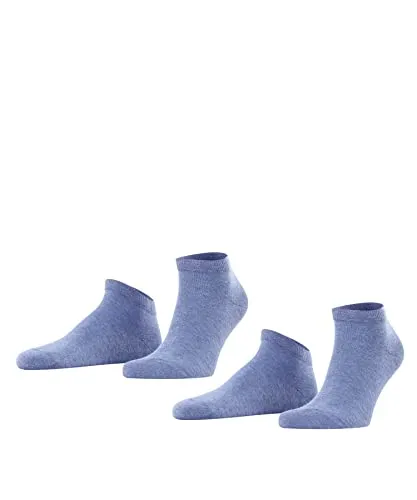FALKE Herren Sneakersocken Happy Double Pack M Sn Baumwolle kurz einfarbig 2 Paar, Blau Light Denim 6660, 43-46