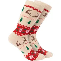 BRUBAKER Socken Weihnachtssocken für Damen und Herren in beige von BRUBAKER