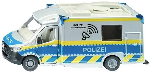Siku 2301 Polizeiauto Mercedes-Benz Sprinter - 1:50 Spielzeugmodell aus Metall und Kunststoff, detailreich mit drehbarer Satellitenschüssel und abnehmbarem Dach