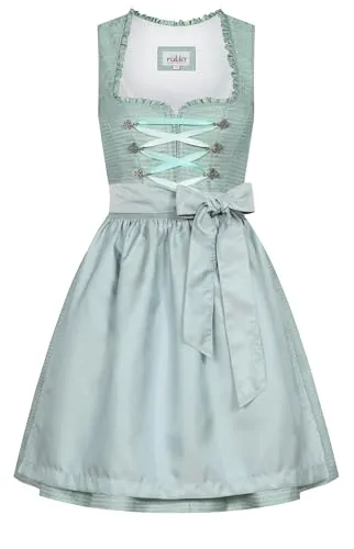 Nübler Dirndl midi Damen - 2 teilig inkl. Kleid und Dirndl Schürze, Rocklänge 60cm - Moderne bayrische Tracht, Garbine Grün, Größe:36