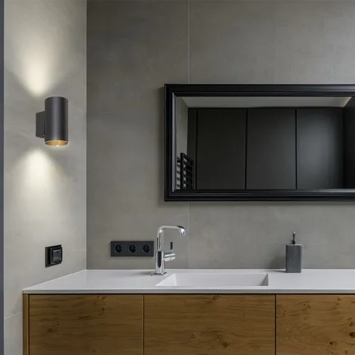 Wandlampe Spotleuchte LED Flur Spiegel Lampe mit Up Down Funktion Metall schwarz