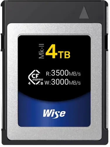 Wise 4TB CFexpress 4.0 Type B Mk II Speicherkarte - Speicherkarte mit ultraschnellen 3000 MB/s, ideal für professionelle Fotografen und Videografen, die hohe Geschwindigkeiten benötigen.