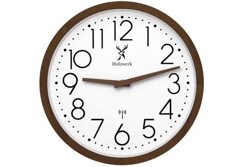 Holzwerk Funkwanduhr Designer Loft in braun von Holzwerk