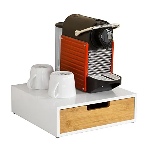 SoBuy® FRG179-WN Kaffeekapsel Box - Schubladen für Kaffeekapseln, elegante MDF- und Bambus-Konstruktion mit flexiblem Schubladensystem für die perfekte Aufbewahrung von Kaffeekapseln und mehr.