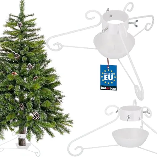 KOTARBAU® Weihnachtsbaumständer mit Wassertank Weiß – Stabiler Christbaumständer für jedes Zuhause