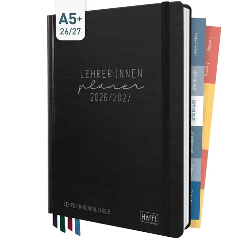 Häfft Lehrer-Planer 2026/2027 / A5+ / Black Edition