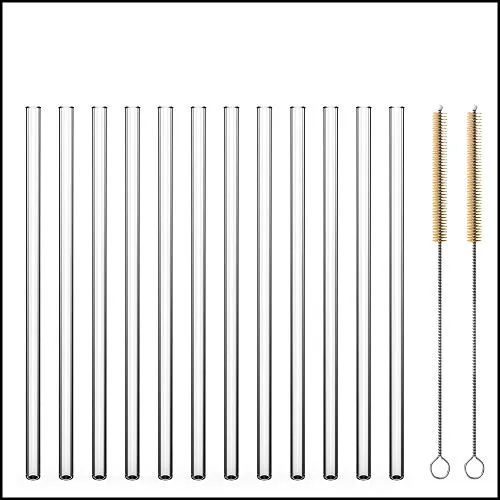 Sir Finley Monkey Glasstrohhalme lang (12 Stück) - Glas Strohhalme wiederverwendbar, spülmaschinenfest - 20cm gerade transparent