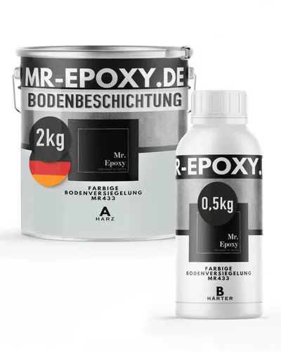 Mr. Epoxy Epoxidharz Bodenbeschichtung 2,5 kg - Robuste 2K Betonfarbe für Garagen, Keller & Werkstatt - Hochwertige 2K-Bodenbeschichtung für langlebige und strapazierfähige Böden in Garage, Keller oder Werkstatt. Einfache Anwendung mit optimaler Deckkraft – ideal für stark beanspruchte Flächen. Entdecken Sie die professionelle Optik!