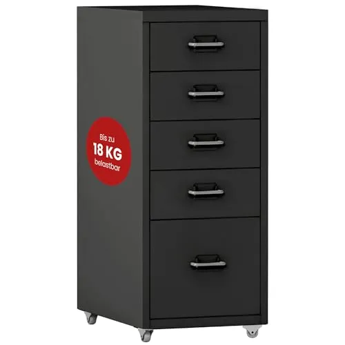 Produktbild [en.casa] Rollcontainer Kökar – Mobiler Schubladenschrank mit 5 Schubladen