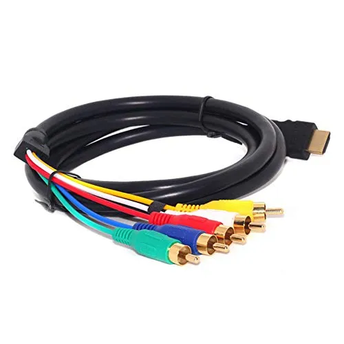 P74 HDMI auf AV Kabel – HDMI Stecker auf 5 Cinch RCA Video & Audio AV Converter Adapterkabel für HDTV, DVD, LCD Projektoren – 150cm Plug & Play