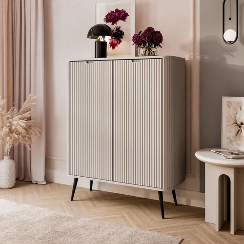 Zweitürige Kommode ZAIRA K103 Kaschmir, schwarze Füße in schwarz von Lookway