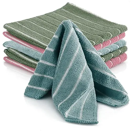 com-four® 6X Mikrofasertuch - weiches Trockentuch - Reinigungstuch für Haushalt aus Mikrofaser - Putztuch für Glas, Küche und Bad in matten Farben (blau grün pink - matt)