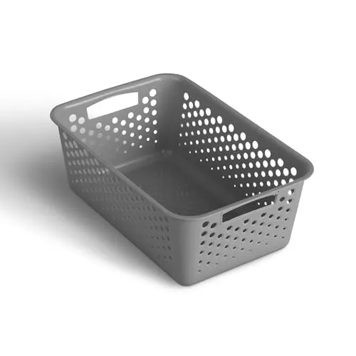 Aufbewahrungskorb 5L mit Griffen - BPA-Frei - Organizer (30 x 20 x 11 cm/Anthrazit) - Körbchen für Bad Küche Schlafzimmer, Haushaltskorb