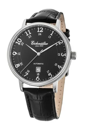 Eichmüller Quarzuhr RE7012 Herrenuhr - Elegante Automatikuhr für Herren mit 42 mm Gehäuse, schwarzem Zifferblatt und strapazierfähigem Lederband. Ideal für stilbewusste Männer.