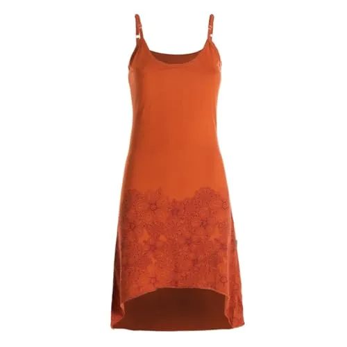 Vishes Damen Sommerkleid mit Spaghettiträgern in Orange I Größe XS (34) I Handgefertigt aus 100% Baumwolle I Träger-Kleid I Ideal für Frühjahr & Sommer I Nachhaltige Alternative Bekleidung