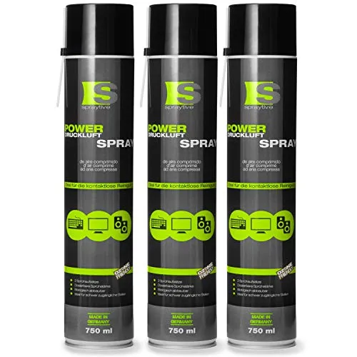 750ml Spraytive Power Druckluftspray mit 100mm Sprühverlängerung - Effizientes Druckluftspray zur gründlichen Reinigung von Technik und empfindlichen Geräten. Mit 750ml Inhalt und zwei Sprühaufsätzen für präzise und grobe Anwendungen. Ideal für Profis und Hobbyanwender.