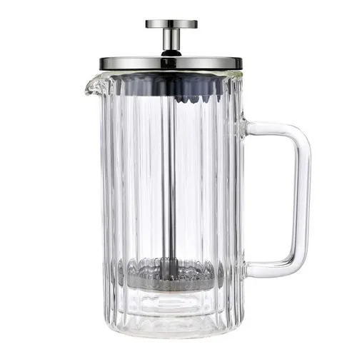Kaffee- und Tee-Ei Glas 350ml French Press silber KLAUSBERG KB-7756