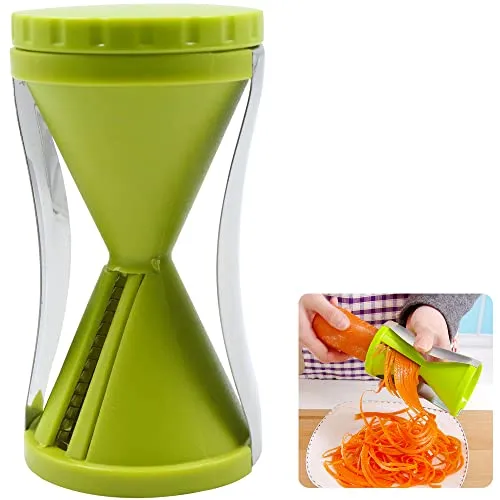 Spiralschneider Hand Gemüsehobel Gemüsespaghetti Gemüseschneider - Edelstahl Schäler für Gemüsenudeln, Karotte, Gurke, Kartoffel, Kürbis, Zucchini, Spargelschäler, Grün,1 Stück