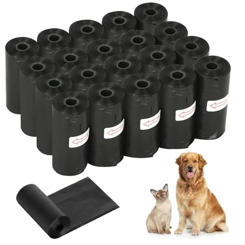 YSWOVUO 400 Stück Hundekotbeutel, 30x22cm Kotbeutel für Hunde, Auslaufsicher und Tragbar Hundetüten, Dog Poop Bags für Drinnen und Draußen, Kackbeutel für Hunde Katze, Schwarz Hunde Kotbeutel Rollen