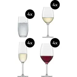 SCHOTT ZWIESEL Serie FOR YOU Set 4 x Bordeaux, 4 x Chardonnay, 4 x Sekt, 4 x Allround - Gläser & Glaswaren Set aus spülmaschinenfestem Kristallglas, ideal für festliche Anlässe und den täglichen Gebrauch, umfasst Rotweingläser, Sektgläser und mehr.