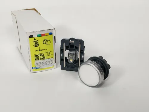 Telemecanique XB5AVM1 White complete pilot light Ø22 plain lens with integral