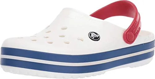 Crocs Unisex Crocband Clog, White/Blue Jean, 42/43 EU - Clogs für Damen, leicht und bequem mit Gummiverschluss, ideal für den Alltag und Freizeitaktivitäten.