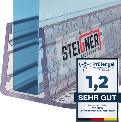 STEIGNER Duschdichtung, 50cm, Glasstärke 6/7/ 8 mm, Gerade PVC Ersatzdichtung für Dusche, UK14