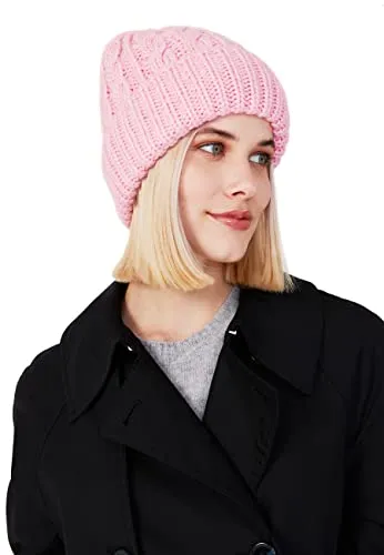 Style & Republic Damen Wollstrick Mütze-Beanie - Dein kuscheliger Strick-Beanie für stilvolle Herbst- & Winter-Momente, Strick-Mütze- One Size, Rosa
