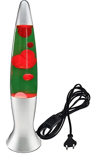 ChiliTec Lavalampe Dekoleuchte 40cm 1,5m Kabel mit Schalter 230V inkl. Leuchtmittel Grün Rot