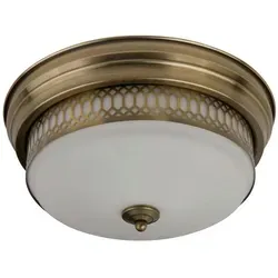 Searchlight Deckenleuchte Edinburgh – Dimmbar in Weiß und Messing - Elegante Deckenleuchte in Weiß und Messing für den Innenbereich. Dimmbar und IP44 geschützt, ideal für Esstische. Maße: 35 x 16 cm, 2-flammig, aus hochwertigem Metall und Glas.