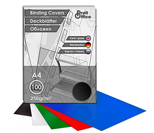 ProfiOffice® Deckblätter, DIN A4, Hochglanz Karton, schwarz, 250 g/m2, 100 Stück(49002)