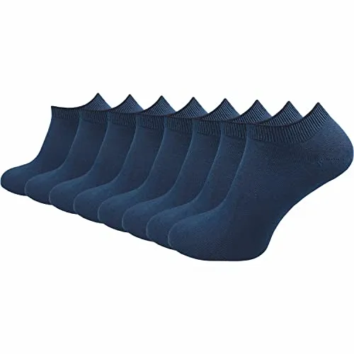 GAWILO Damen & Herren Sneaker Socken aus 100% reiner Baumwolle (8 Paar) | kurze & dünne Natur Füßlinge | ohne drückende Naht über den Zehen | verstärkt & atmungsaktiv (39-42, blau)