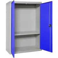 PROREGAL Stahlschrank AMEGO - 90x80x40 cm, Blau-Grau - Vielseitiger Stahlschrank mit abschließbarem Schloss, ideal für sichere Aufbewahrung. Robuste, kratzfeste Oberfläche und einfache Montage sorgen für langlebige Nutzung im Büro.
