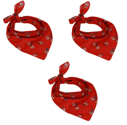 Betz Nickituch 3er Pack Nickituch Edelweiß ca. 55 x 55 cm Farbe rot, (Set, 3-St. 3 Tücher), Halstuch Bandana Kopftuch