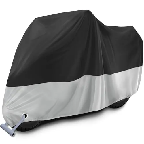 Motorrad Abdeckplane, Motorradabdeckung Wasserdicht Winterfest Staubdicht UV-Schutz mit Schlossloch, Outdoor Abdeckplane Motorrad für Motorroller Roller Moped, 245cmx105cmx125cm
