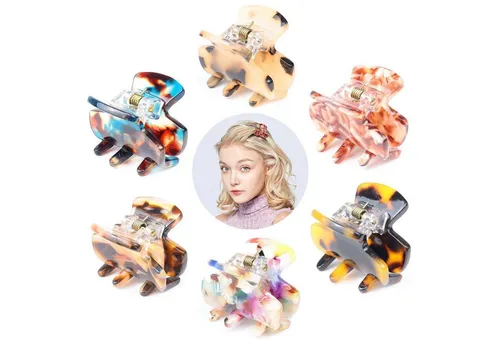 LuxusKollektion Haarspange 6 Stück Haarspangen Damen Eckig Dünnes Haar Schildpatt Leoparden