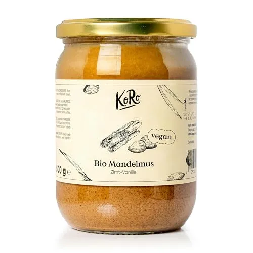 KoRo - Bio Mandelmus mit Zimt und Vanille 500 g - Proteinquelle - Vegan - Als Topping oder zum Backen