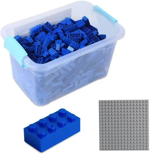 Katara Bausteine Box-Set mit 520 Steinen + Platte + Box Konstruktionsspielsteine, (3er Set), Blau, 100% Kompatibel Sluban, Papimax, Q-Bricks, LEGO®