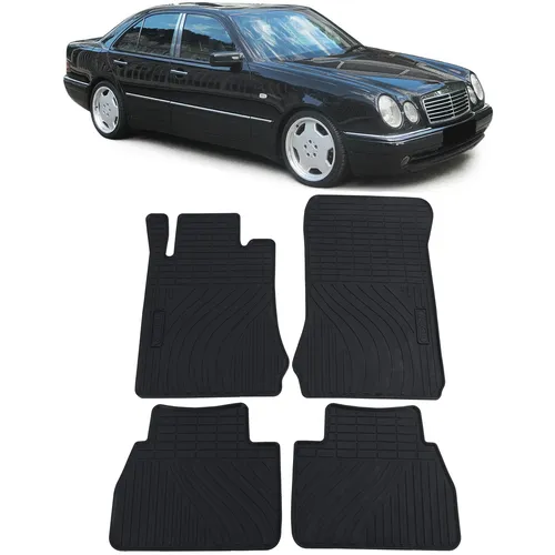 Auto Gummi Fußmatten Schwarz Premium Set für Mercedes E-Klasse W210 S210 95-02 - Hochwertige passgenaue Gummi-Fußmatten für vorne und hinten. Optimaler Schutz für den Innenraum Ihres Fahrzeugs, langlebig und einfach zu reinigen.