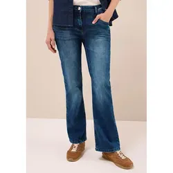 CECIL Damen Bootcut Jeans 3716837, Dark Blue Wash, Größe 27 - Stylische Bootcut Jeans im Slim Fit mit High Waist, ideal für eine feminine Silhouette. 5-Pocket-Style in dunkler Waschung, perfekt für jeden Anlass.