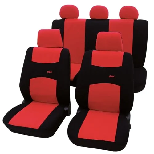 PETEX Auto Sitzbezüge Universal Komplett Set 11-teilig - Colori rot, Eco Class mit SAB 1 Vario