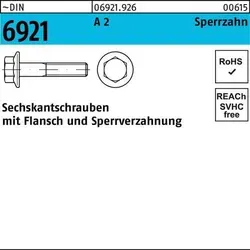 Reyher Sechskantschraube DIN 6921 m.Flansch M 5 x 25 A 2 - Schrauben mit Flansch und Sperrverzahnung, bieten sicheren Halt und sind ideal für anspruchsvolle Anwendungen in der Bau- und Maschinenindustrie.