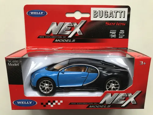 Bugatti Chiron, blau/schwarz, Welly Auto Modell 1:34-38