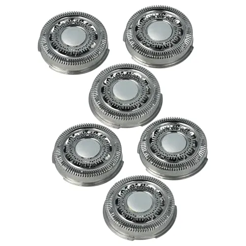 vhbw 6X Ersatz-Scherköpfe kompatibel mit Philips S9511, S9521, S9700, S9151, S9161, S9171, S9311, S9371 Elektrorasierer, Silber