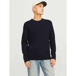 Jack & Jones Dunkelblauer Pullover für Herren in Größe M - Herren Plussize Pullover von Jack & Jones mit 50% recyceltem Polyester, ideal für nachhaltige Modebewusste. Bequemer Rundhalsausschnitt und gerader Schnitt.