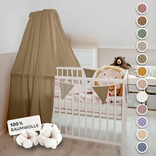 lilimaus Betthimmel Babybett – 100% Baumwolle Musselin in 12 Farben - Baby Betthimmel aus hochwertigem, weichem Musselin für eine kuschelige Schlafumgebung. Flexibel anbringbar und waschbar bei 30°C, ideal für jedes Kinderzimmer.