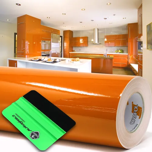 10m Oracal 621 Glanz 035 Pastellorange Plotterfolie + Rakel Klebefolie Möbel