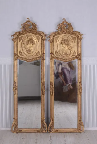Pärchen Spiegel 2er Set - Antik Ganzkörperspiegel im Barockstil - Spiegel Set im eleganten Barockdesign, perfekt für stilvolle Wohnräume und als Blickfang in jedem Raum.